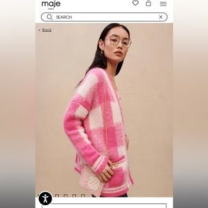 Maje Checkered Jacquard Cardigan. NWOT